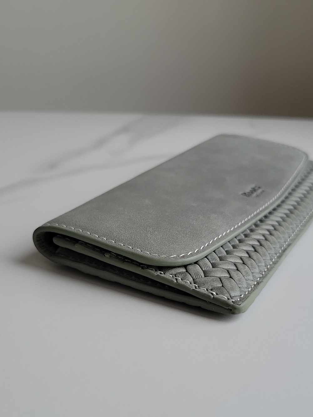 Roots Braided Leather Long Wallet - Gray - Picture 3 of 14